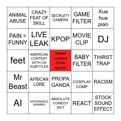 DOUYIN Bingo Card