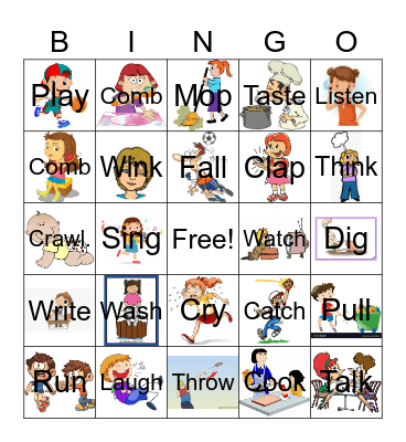 Verbs Bingo Card
