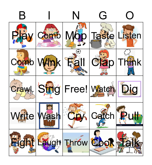 Verbs Bingo Card