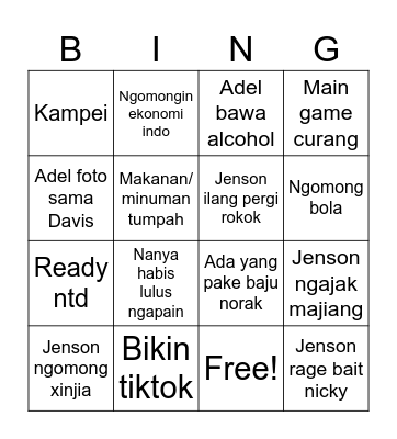 SONGjiu Bingo Card