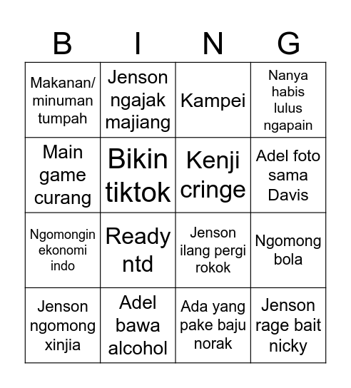 SONGjiu Bingo Card