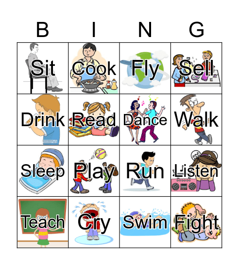 Verbs Bingo Card