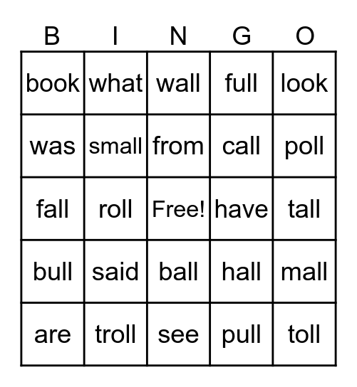 UFLI Lesson 43 Bingo Card