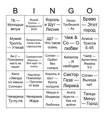 4 года Перепел Bingo Card