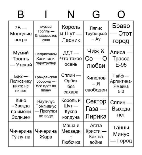 4 года Перепел Bingo Card