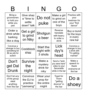 Pub Bingo JD Bingo Card