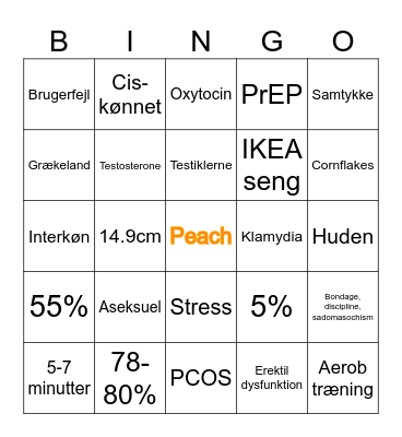 Peach Bingo Card