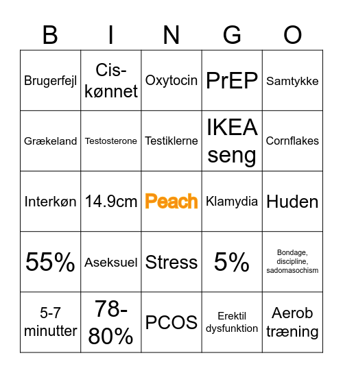Peach Bingo Card