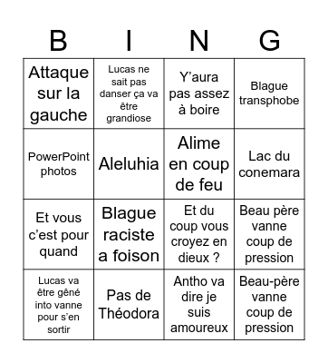 Bingo de deux coco Bingo Card