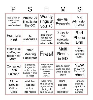 PSHM Fiscal Year 2026/27 Bingo Card