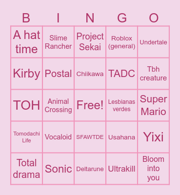Things I’m hoping to see in my con Bingo Card