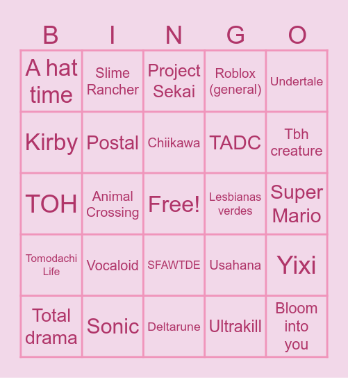 Things I’m hoping to see in my con Bingo Card