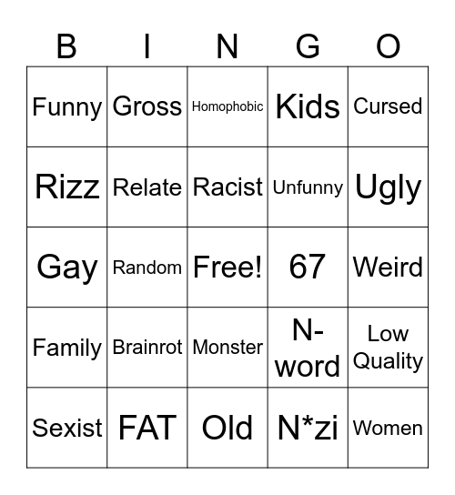 OFFENSIVE AI MEMES Bingo Card