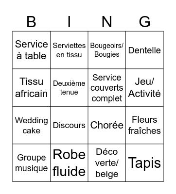 Mariage Noémie et Théo Bingo Card