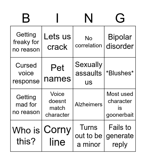 Crack-a-Clanker Bingo Card