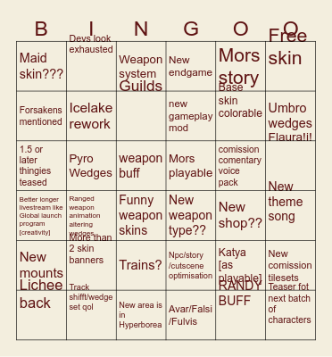 DNA 1.4 | livestream Bingo Card