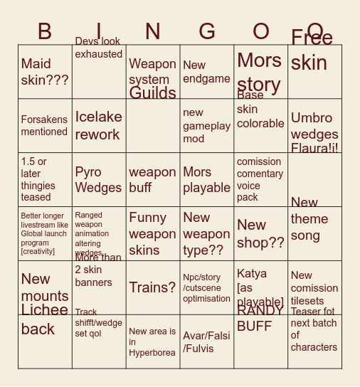 DNA 1.4 | livestream Bingo Card