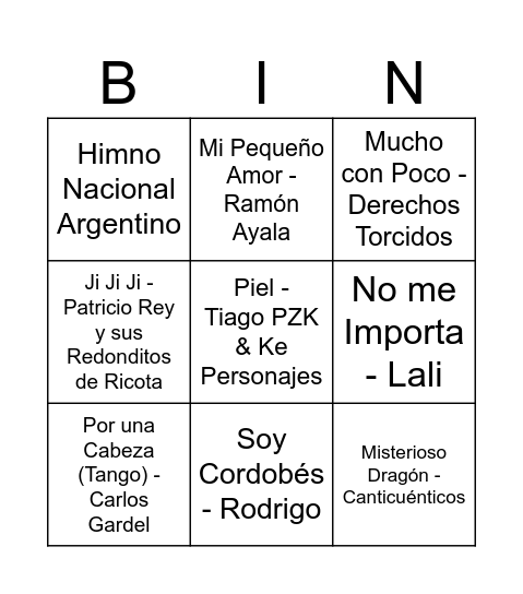 BINGO PATRIO Bingo Card