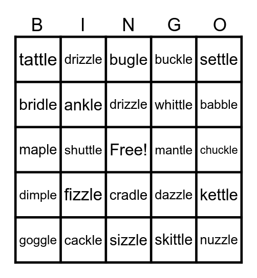 UFLI Lesson 75 Bingo Card