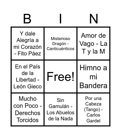 BINGO PATRIO Bingo Card
