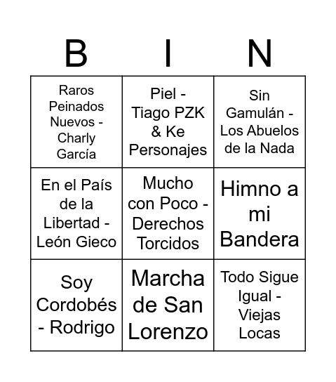 BINGO PATRIO Bingo Card