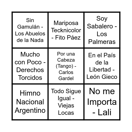 BINGO PATRIO Bingo Card