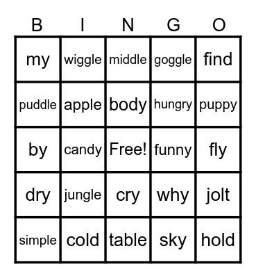 UFLI Lesson 76 Bingo Card
