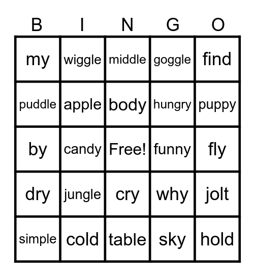 UFLI Lesson 76 Bingo Card
