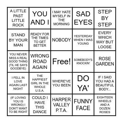 CRYSTAL GAYLE RADIO Bingo Card