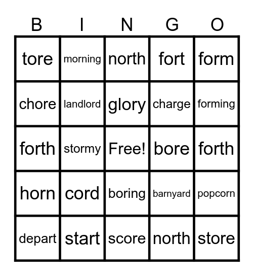 UFLI Lesson 77 Bingo Card