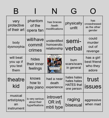 winslow kinnie bingo card Bingo Card