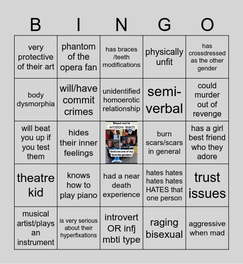 winslow kinnie bingo card Bingo Card