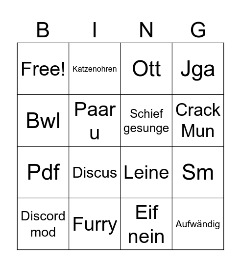 Bier Bingo Card