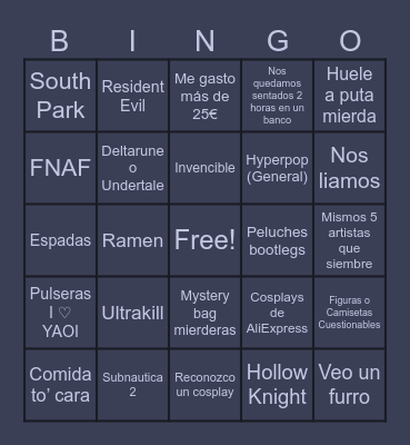 Perchance Bingo Card