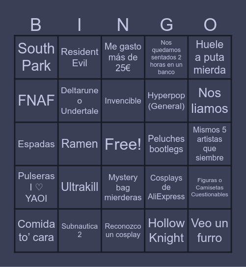 Perchance Bingo Card