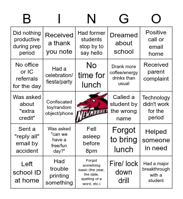 End of the year! Bingo Card