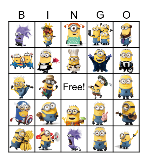 Minion Bingo Card