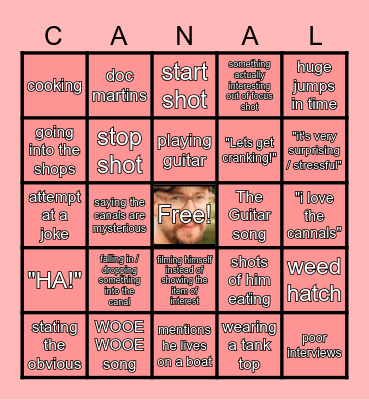 Canal Boat Bingo Card