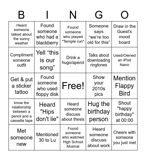 Bday Bingo Card