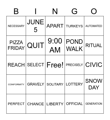 SUCCESS LANGUAGE ARTS VOCABULARY Bingo Card