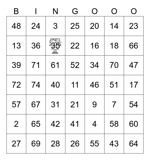 1-75 Bingo Card