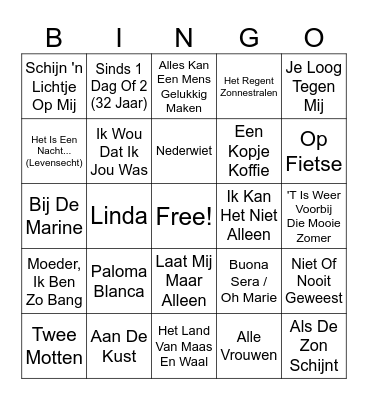 Summerhits: Nederlandstalig Bingo Card