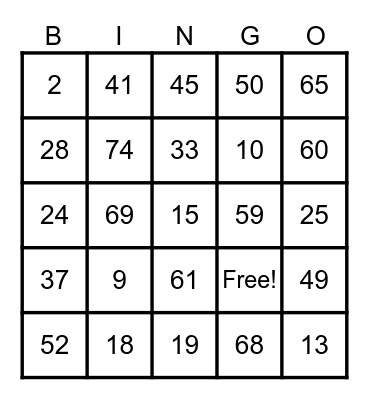 Bingo Card