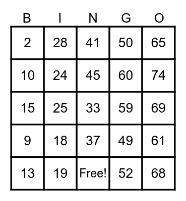 Bingo Card