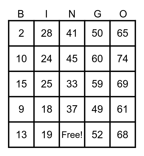 Bingo Card