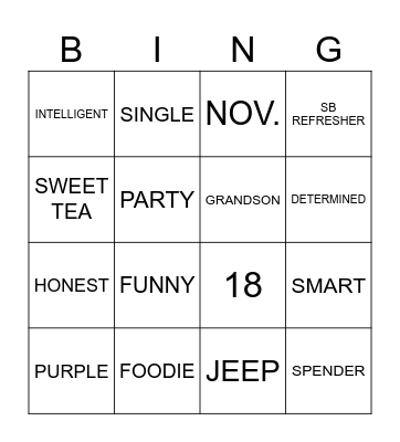 ALL ABOUT DREW Bingo Card