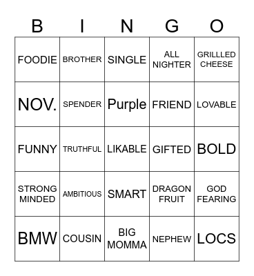 ALL ABOUT DREW Bingo Card
