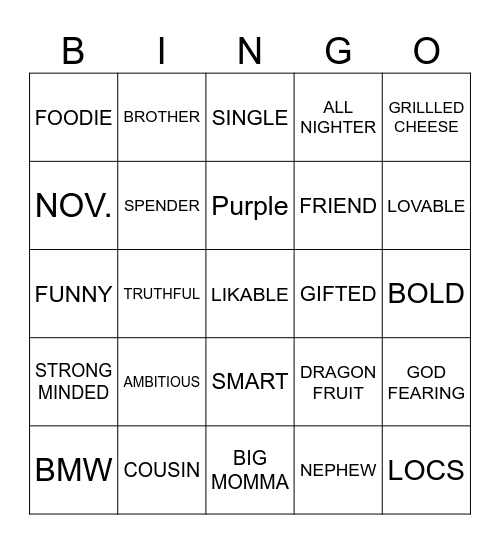 ALL ABOUT DREW Bingo Card