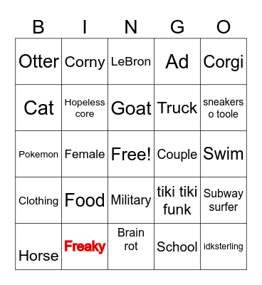 Tiktok Bingo Card