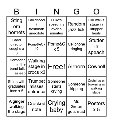 Grad Bingo Card